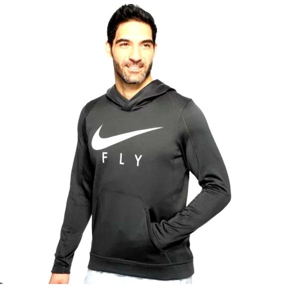Nike Men's M Dri-Fit Swoosh Pullover Hoodie Sweatshirt Dark Gray 844614-060 - Picture 1 of 7